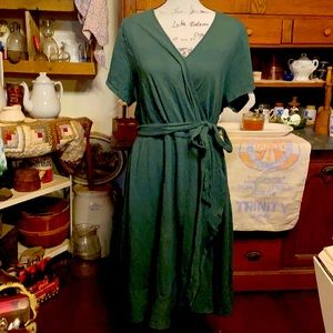 Faux green wrap dress by Torrid